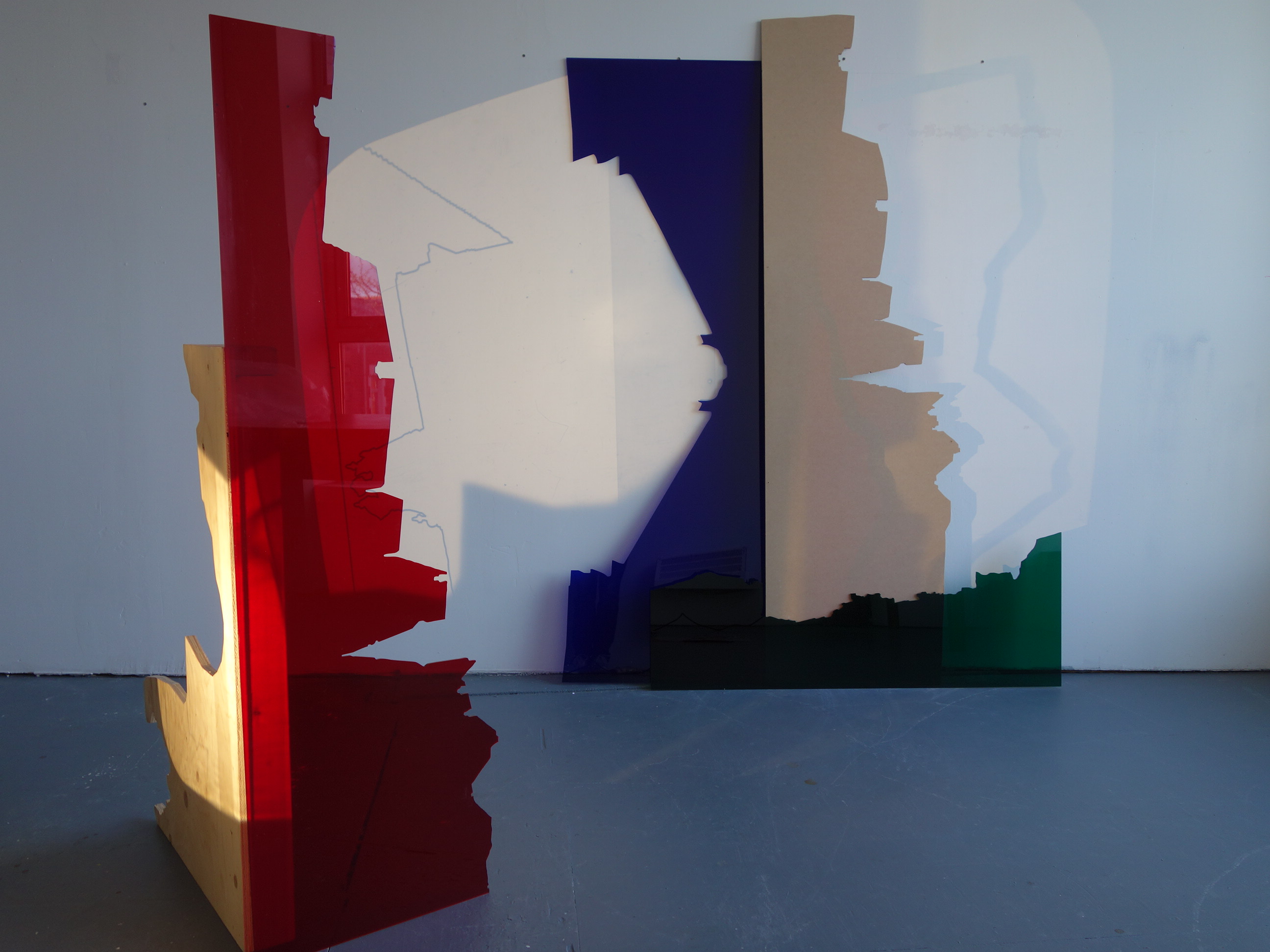 Holly
                                                          Davey, The
                                                          Conversation,
                                                          Plywood,
                                                          perspex and
                                                          acetate
                                                          projection,
                                                          Studio
                                                          research,
                                                          2019