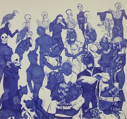 Imposters, 100 x 100cm, ballpoint pen on paper, 2017